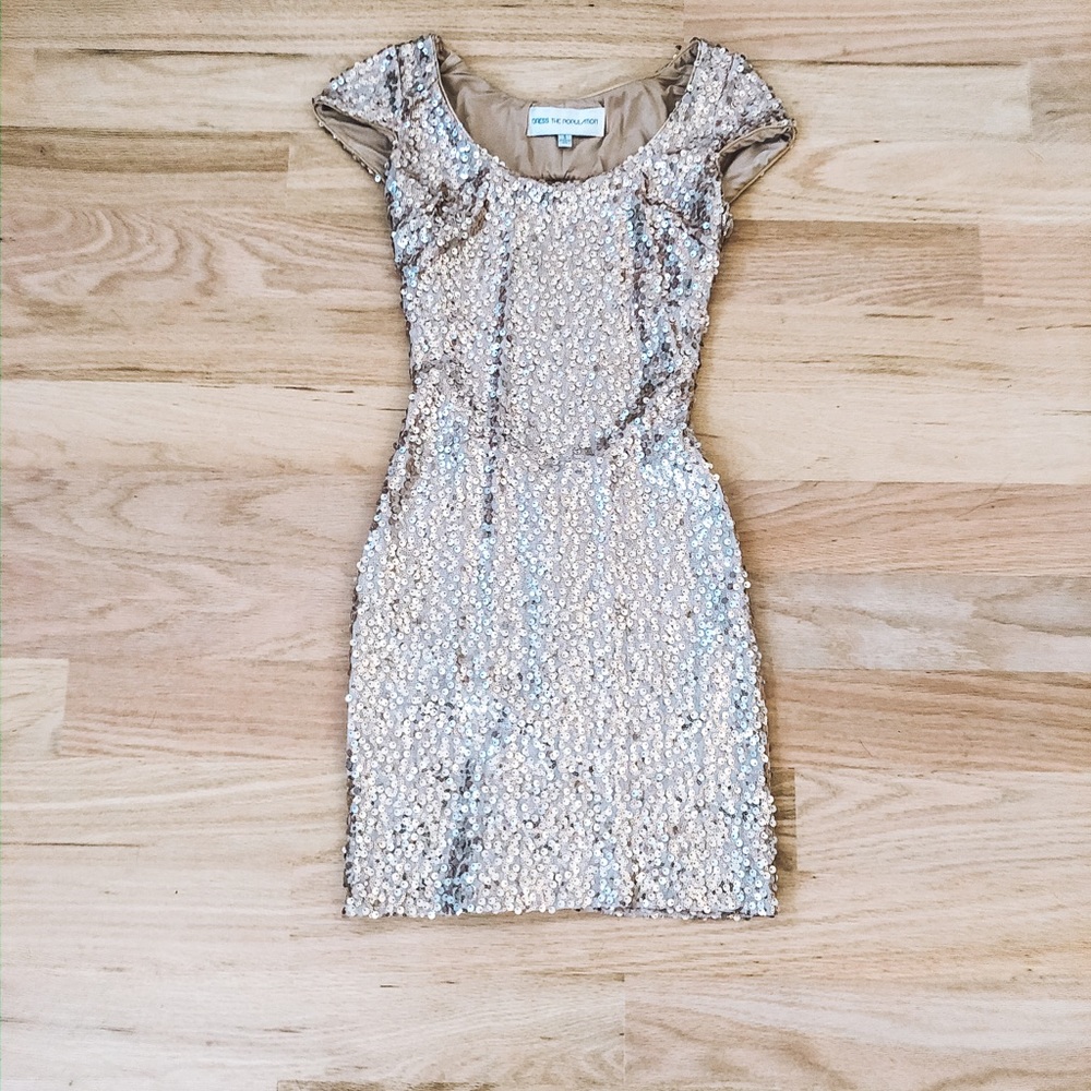 Rose Gold Sequined Mini Dress